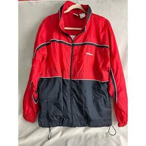TETRO Vintage 90s Large WILSON Color Block Red Windbreaker